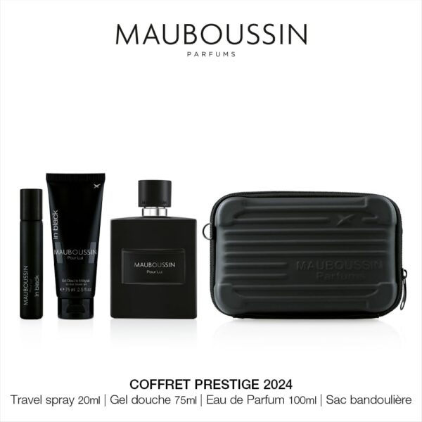 Mauboussin - Coffret Prestige 2024 Pour Lui In Black : Eau de Parfum 100ml, Gel Douche 75ml, Travel Spray 20ml & Sac Bandoulière – Image 2