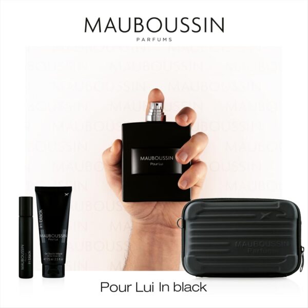 Mauboussin - Coffret Prestige 2024 Pour Lui In Black : Eau de Parfum 100ml, Gel Douche 75ml, Travel Spray 20ml & Sac Bandoulière – Image 3